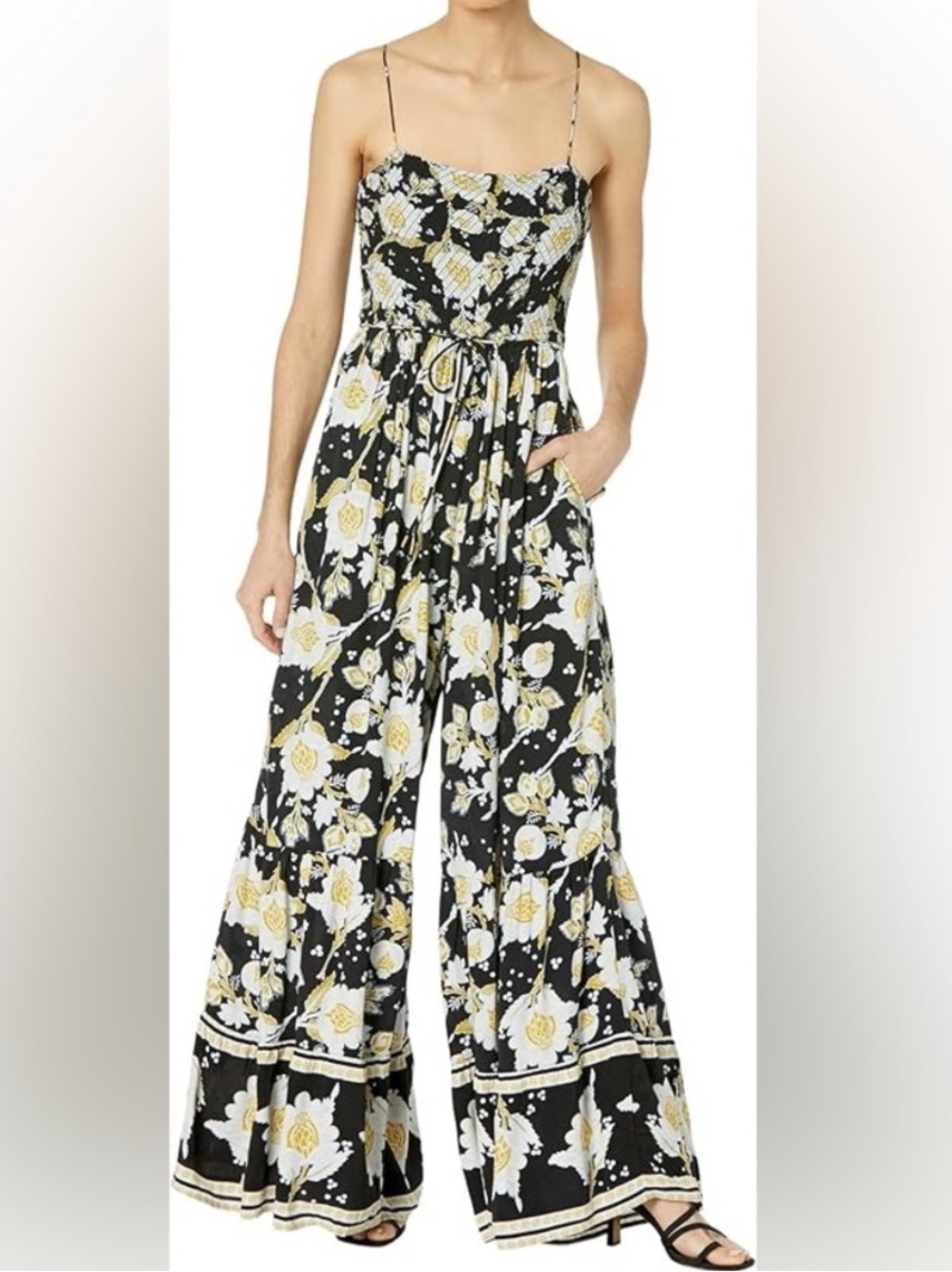 Free People Little Of Your Love Floral Wide-Leg Jumpsuit Size Small